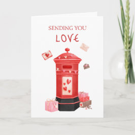 Cute Post Box Glad Valentine Day Hälsning Kort