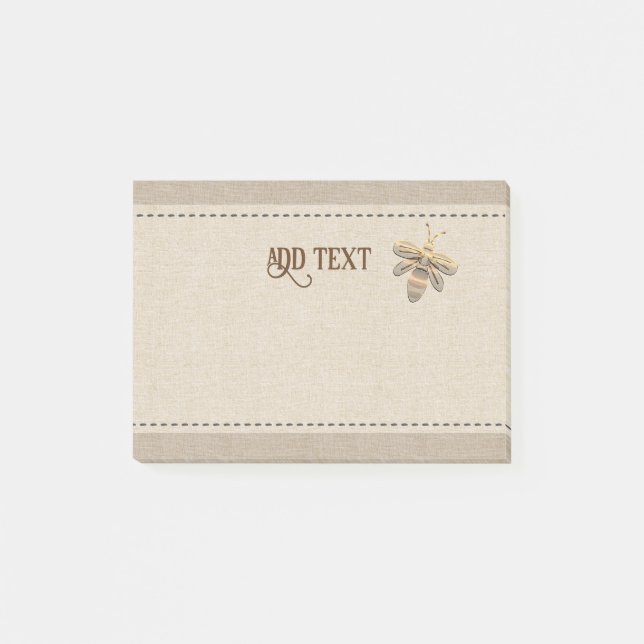 Cute Post it in Stil med Guld Bee Linen Post-it Block (Framsida)