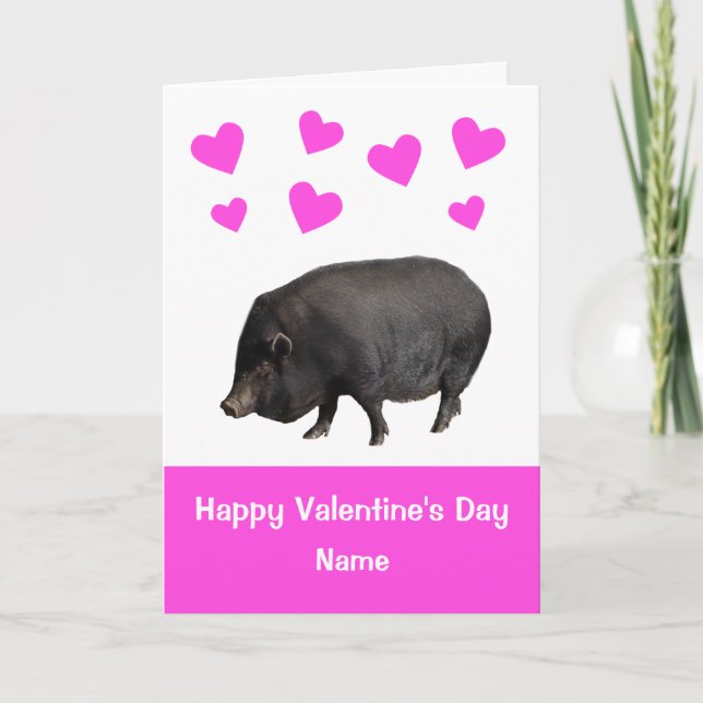 Cute Pot Belllied Gris Valentines day kort (Framsida)