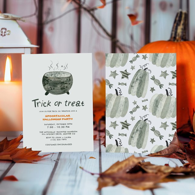 Cute Pot Bus eller godis Halloween fest Inbjudningar (Skapare uppladdad)
