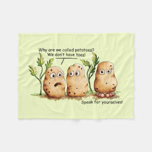 Cute Potatis har Grönten Toes Funny Potato Pun Fleecefilt