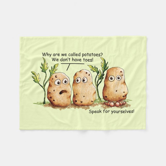 Cute Potatis har Grönten Toes Funny Potato Pun Fleecefilt (Framsidan (Horisontell))
