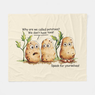 Cute Potatis har Toes Funny Potato Pun Beige Fleecefilt