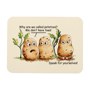 Cute Potatis har Toes Funny Potato Pun Magnet