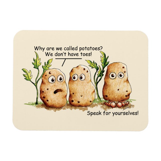 Cute Potatis har Toes Funny Potato Pun Magnet (Horisontell)