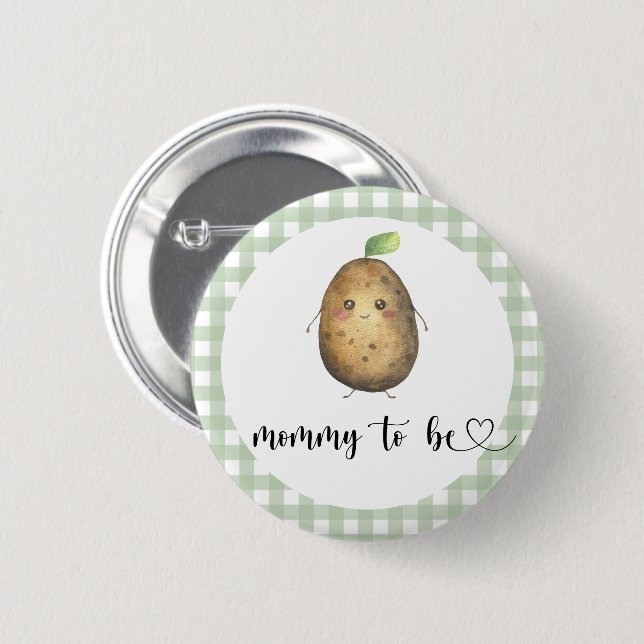 Cute Potatis - mamma till babydusch Knapp (Framsida & baksida)