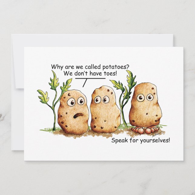 Cute Potatis Toes Funny Potato Pun Flat Card (Framsida)