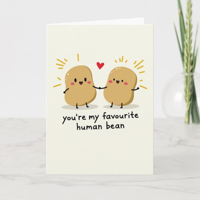 Cute Potato Human Bean Card Kort (Framsida)