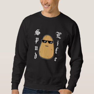 Cute Potato Meme Tuff Gansta Spud Life Lång Ärmad Tröja
