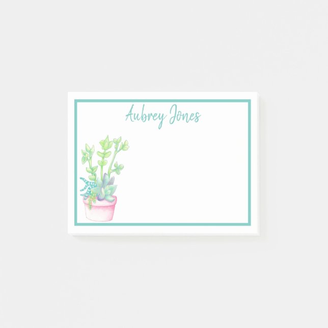 Cute Potices Succulents | PERSONLIG Post-it Block (Framsida)