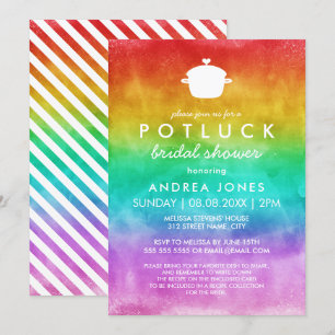 Cute Potluck Lesbisk Möhippa Rainbow Ombre Inbjudningar