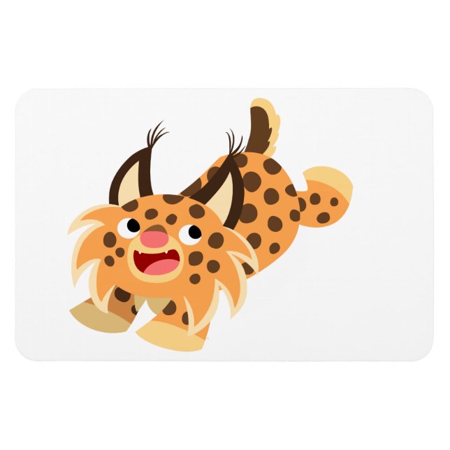Cute Prankish Tecknad Bobcat Flexible Magnet (Horisontell)