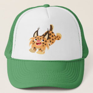 Cute Prankish Tecknad Bobcat Hat Truckerkeps