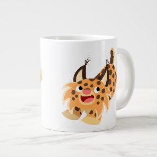 Cute Prankish Tecknad Bobcat Jumbo Mugg