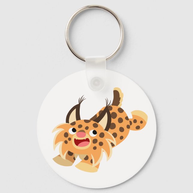 Cute Prankish Tecknad Bobcat Keychain Nyckelring (Framsida)