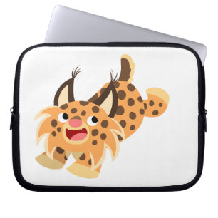 Cute Prankish Tecknad Bobcat Laptop sleeve