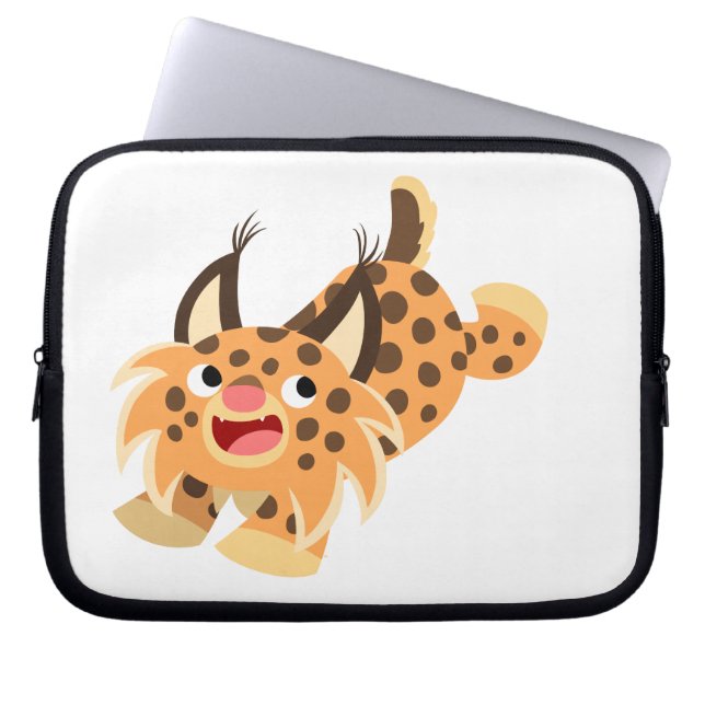 Cute Prankish Tecknad Bobcat Laptop sleeve (Framsidan)