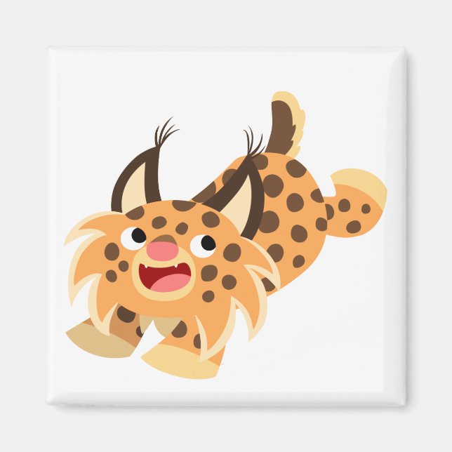 Cute Prankish Tecknad Bobcat Magnet (Framsidan)