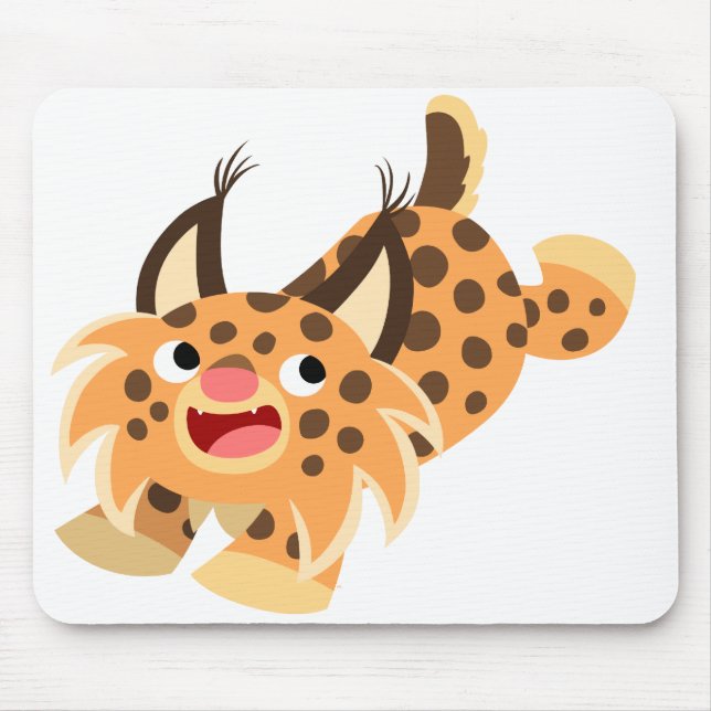 Cute Prankish Tecknad Bobcat Mousepad Musmatta (Framsidan)