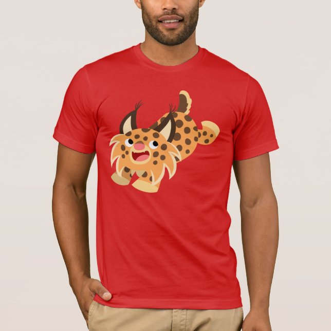 Cute Prankish Tecknad Bobcat T-Shirt (Framsida)