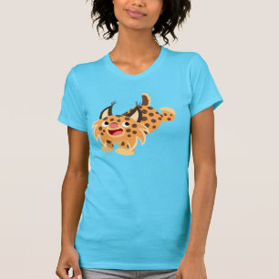 Cute Prankish Tecknad Bobcat Women T-Shirt