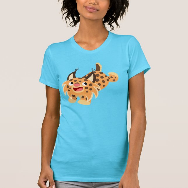 Cute Prankish Tecknad Bobcat Women T-Shirt (Framsida)