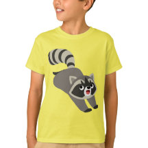 Cute Prankish Tecknad Raccoon Children T-Shirt