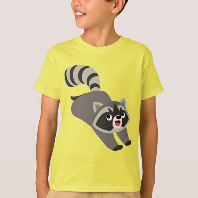 Cute Prankish Tecknad Raccoon Children T-Shirt (Framsida)