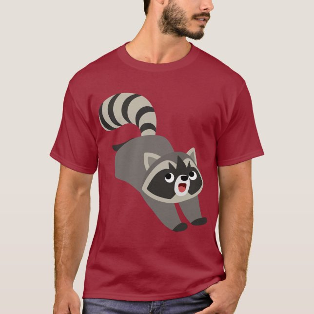 Cute Prankish Tecknad Raccoon T-Shirt (Framsida)