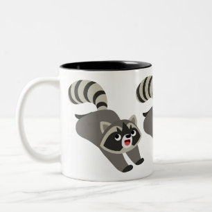 Cute Prankish Tecknad Raccoon Två-Tonad Mugg