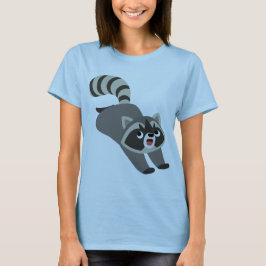 Cute Prankish Tecknad Raccoon Women T-Shirt