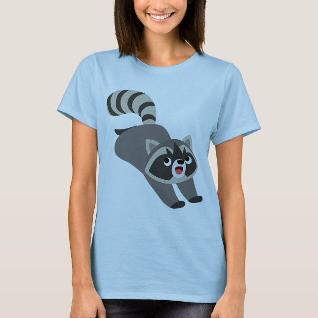 Cute Prankish Tecknad Raccoon Women T-Shirt (Framsida)