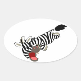 Cute Prankish Tecknad Zebra Sticker Ovalt Klistermärke