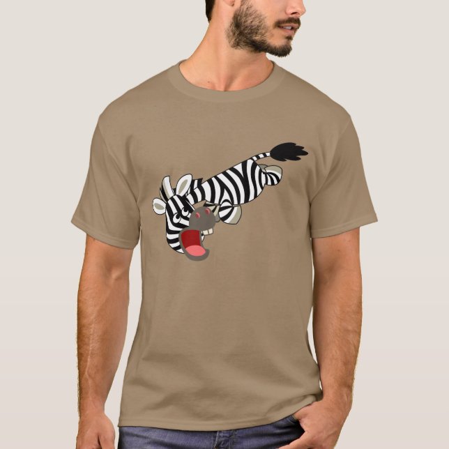 Cute Prankish Tecknad Zebra T-Shirt (Framsida)