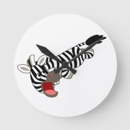 Cute Prankish Tecknad Zebra Wall Clock Rund Klocka
