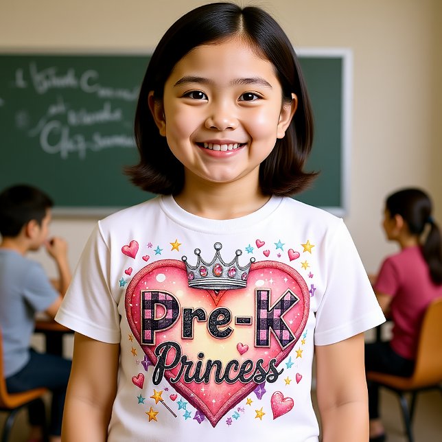 Cute Pre-K Princess Crown Heart T Shirt (Pre K Princess for first day of school.)