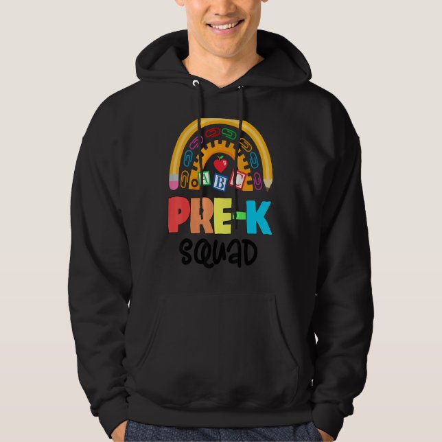 Cute Pre K Squad School Admin-utvärdering tillbaka Hoodie (Framsida)