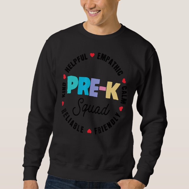 Cute Pre K Squad School Admin-utvärdering tillbaka Lång Ärmad Tröja (Framsida)