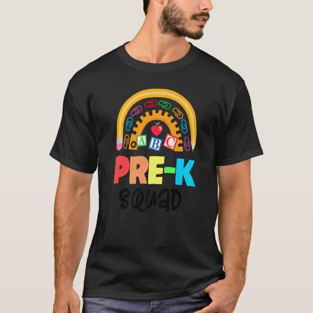 Cute Pre K Squad School Admin-utvärdering tillbaka T Shirt (Framsida)