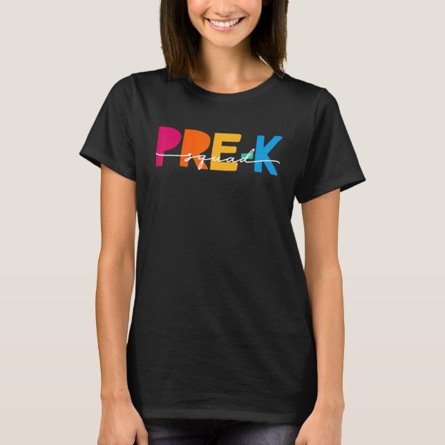 Cute Pre K Squad School Admin-utvärdering tillbaka T Shirt (Framsida)