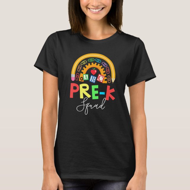 Cute Pre K Squad School Admin-utvärdering tillbaka T Shirt (Framsida)