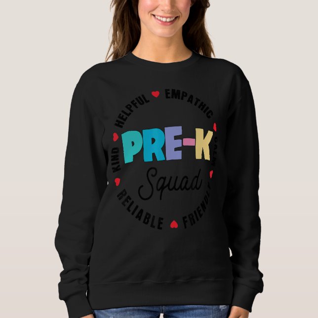 Cute Pre K Squad School Admin-utvärdering tillbaka T Shirt (Framsida)