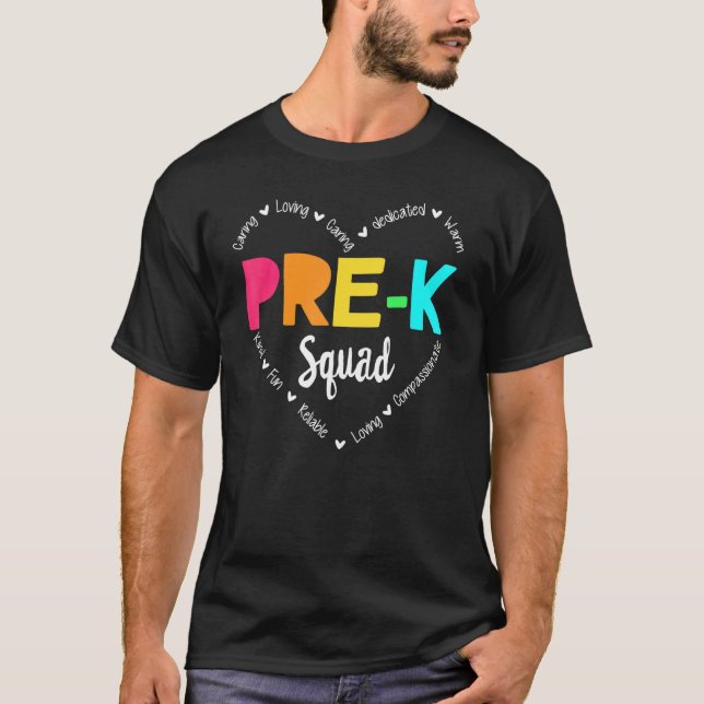 Cute Pre K Squad School Admin-utvärdering tillbaka T Shirt (Framsida)