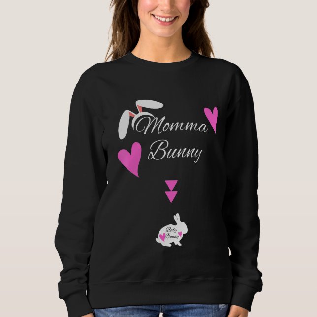 Cute Pregnant Momma Bunny Påsk Heart Eggs for Mo T Shirt (Framsida)