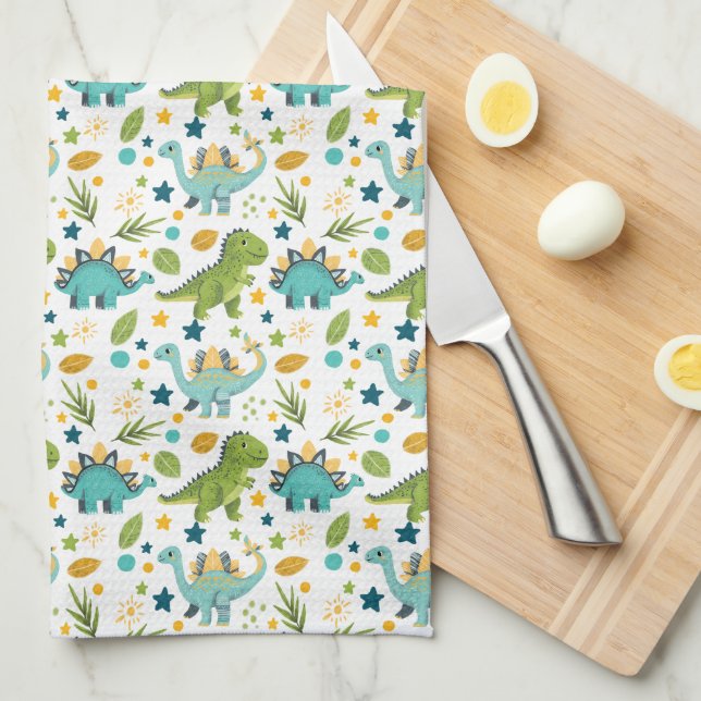 Cute Prehich Jurassic Dinosaur Mönster Kökshandduk (Vikt i Fjärdedel)