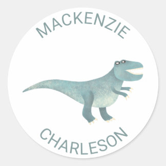 Cute PreHistorik T-Rex Dinosaur Personlig Kids' Runt Klistermärke