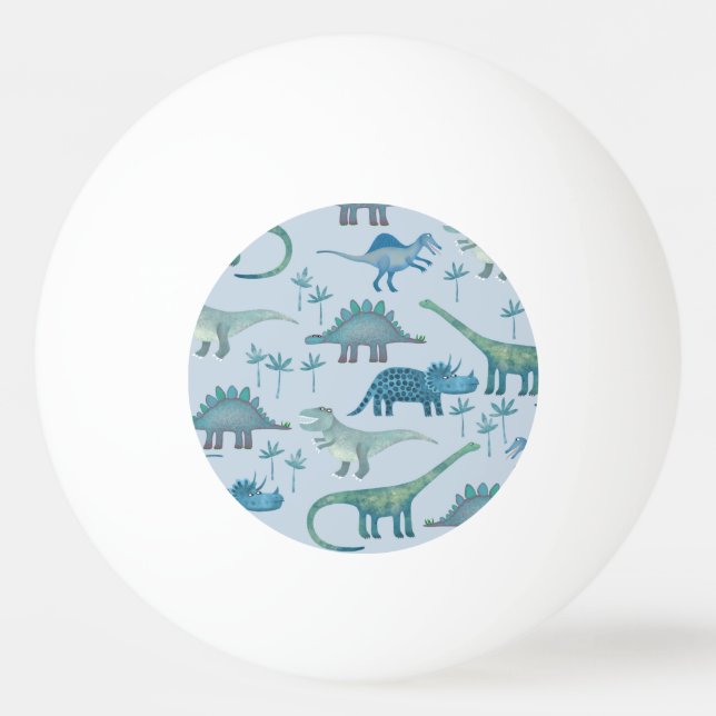 Cute Prehistorisk Blue Dinosaur Mönster Pingisboll (Baksidan)