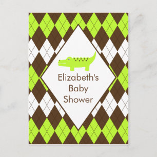 Cute Preppy Alligator Baby Shower OSA Post Card Inbjudan Vykort