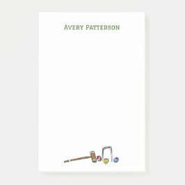 Cute Preppy Croquet Hand-Illustrated Boho Chic Post-it Block