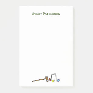 Cute Preppy Croquet Hand-Illustrated Boho Chic Post-it Block